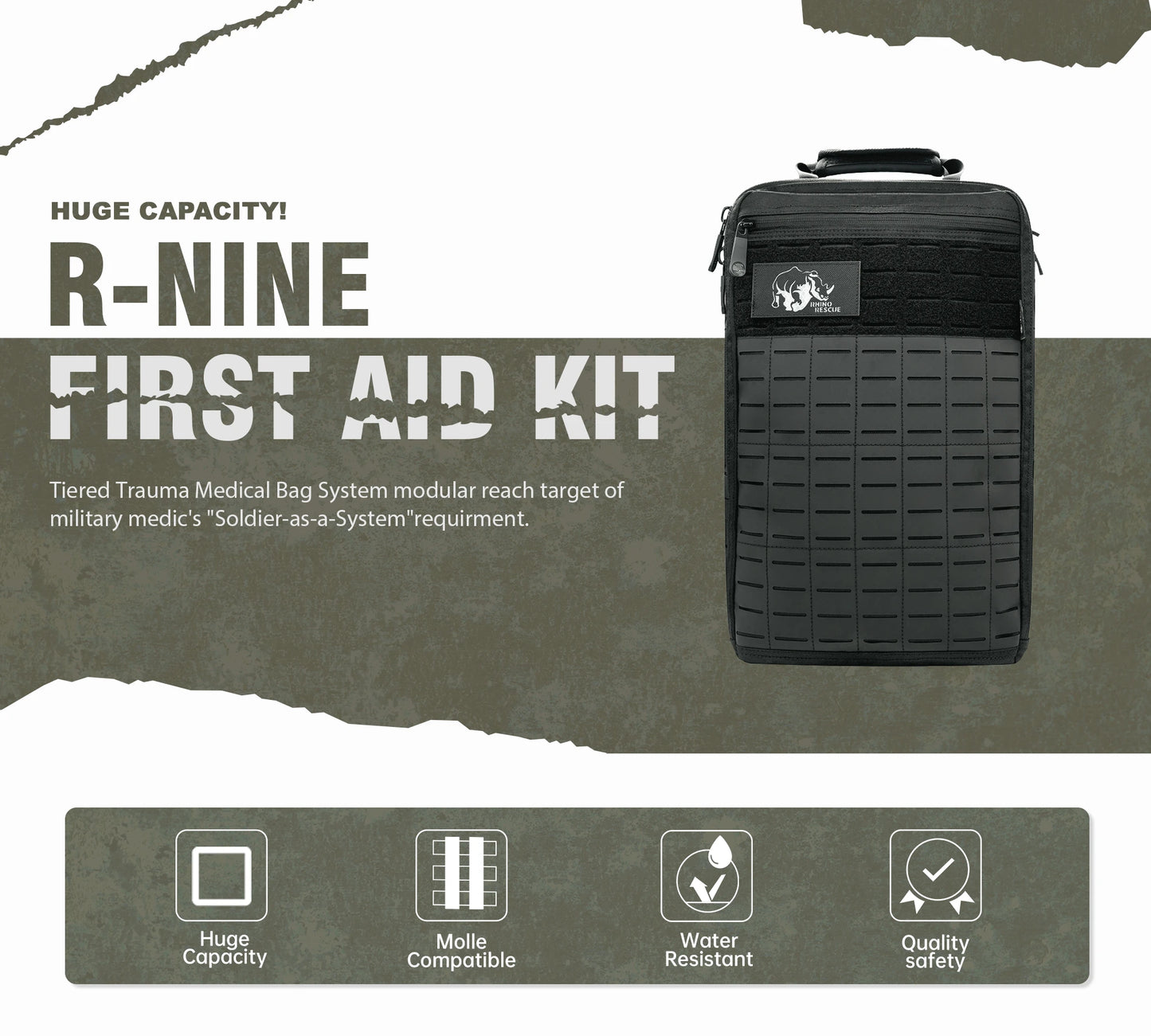 RHINO RESCUE ZAINO PRONTO SOCCORSO TATTICO  20 LITRI NYLON 1000D