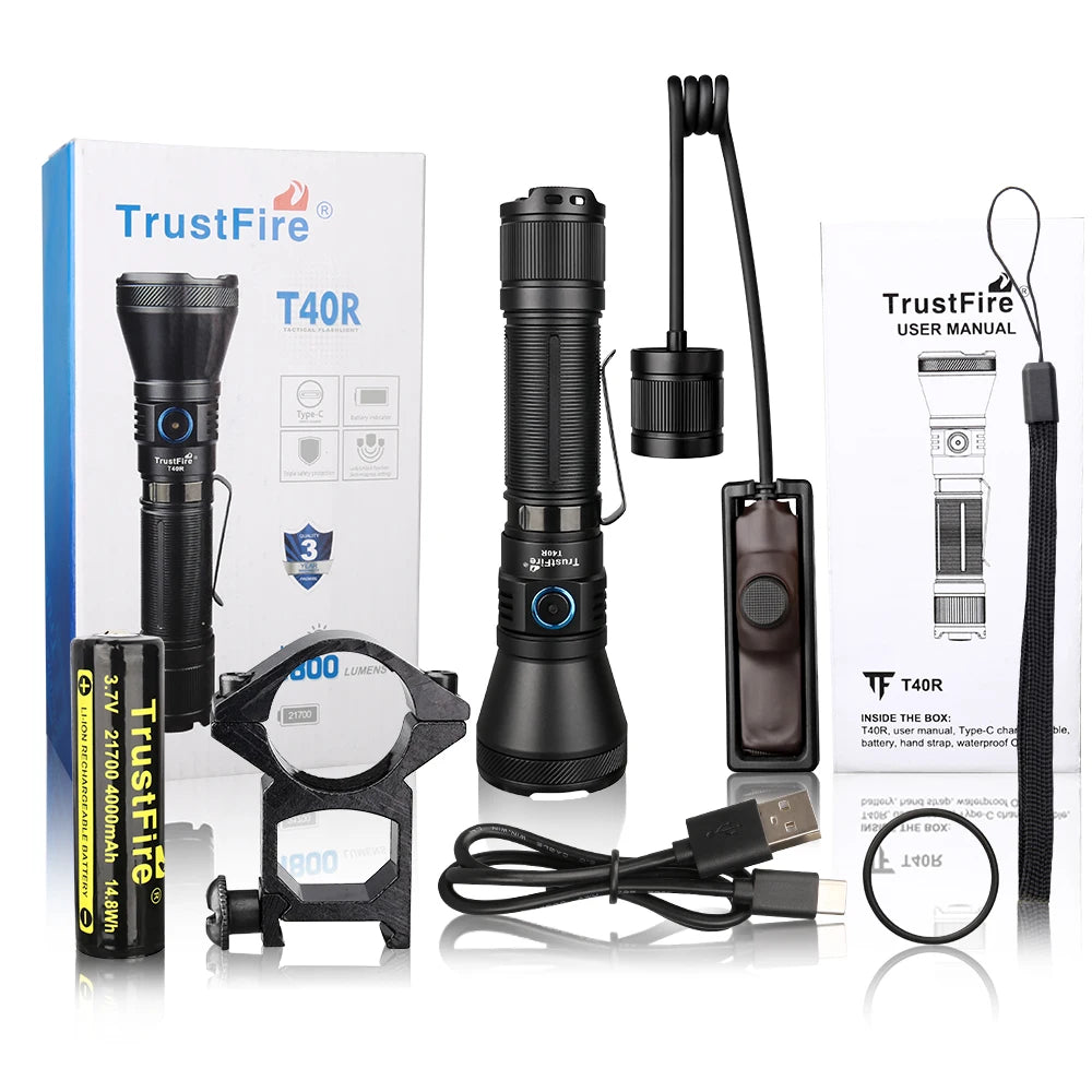 TRUSTFIRE T40R 1800 Lumen Rechargeable Tactical Flashlight
